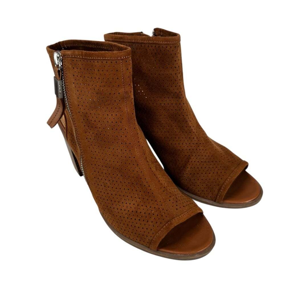 Circus Sam Edelman Kammie Brown Perforated Peep Toe Booties Womens 9.5